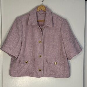 Chico's Lavender Short-Sleeve Blazer Lady Jacket with Gold Buttons XL or 3